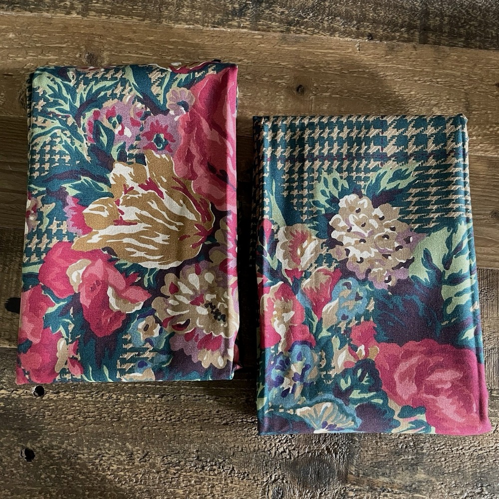 Rare 2 New RALPH LAUREN Catherine KING Pillowcases Set Moody Houndstooth Floral